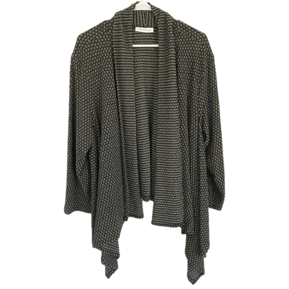 Coldwater Creek Cardigan Sweater Women 3X Gray Textured Travallure Knit Open NWT